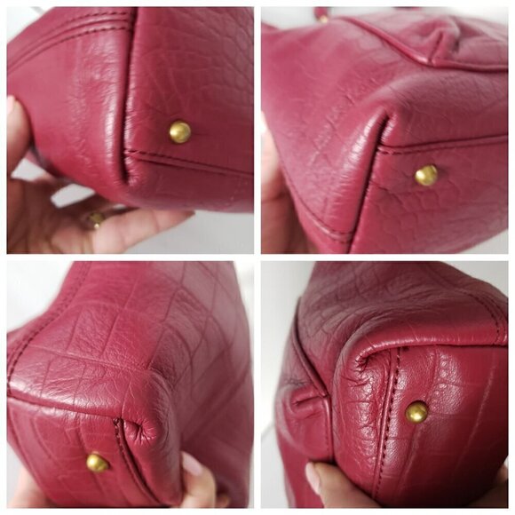 Aimee Kestenberg Pink Pebble Leather Croc Embossed Satchel & Shoulder Tote Bag - Picture 10 of 16